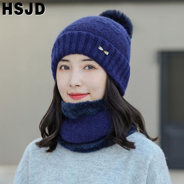 

зима женщины вязаные шапочки hat шарф set cute bowknot сплошной цвет вязать 2 шт набор bonnet разминка skullies шапочки шляпы для девочек, Blue;gray