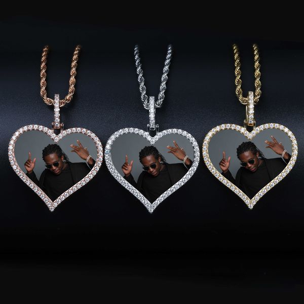 

rillz custom made p heart medallions necklace & pendant with 4mm tennis chain aaa cubic zircon men's hip hop jewelry v191031, Silver
