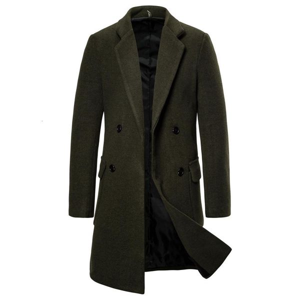 

2021 new autumn winter long trench coat men overoat jacket b88f, Black