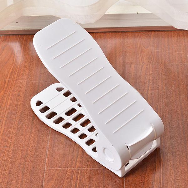 

family use double-layer integrated adjustable shoe rack simple plastic shoe holder pure color storage shoes tray dh0077