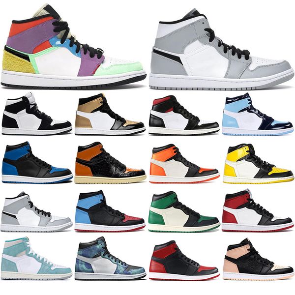 

new jumpman 1 high og womens mens basketball shoes 1s bio hack dark mocha black gold satin-snake tie dye fearless trainers sneakers 36-46