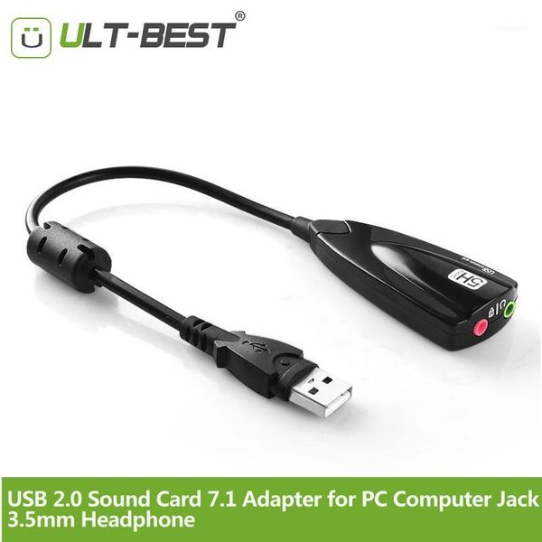 

ult-usb 2.0 sound card 7.1 adapter for pc computer jack 3.5mm headphone headset microphone adapter cable audio mic1