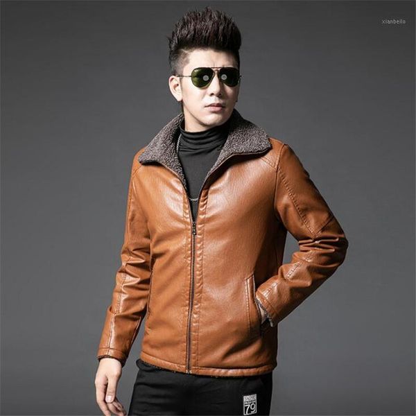 

plus size 6xl7xl8xl leather jackets 2020 autumn winter male faux jacket overcoat men's solid color leaather jackets1, Black