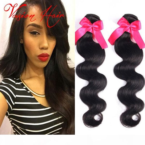 

3pcs lot brazilian hair bundles body wave wet and wavy hair body wave indian peruvian malaysian human braiding hair extensions vusionhair, Black