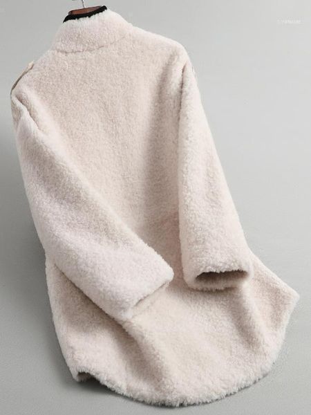 

2020 new real fur coat women winter jacket sheep shearing 100% wool fur coats female korean manteau femme wphpc63 kj309011, Black