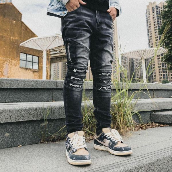 

wb12442 fashion men's jeans 2020 runway european design party style men's clothing1, Blue