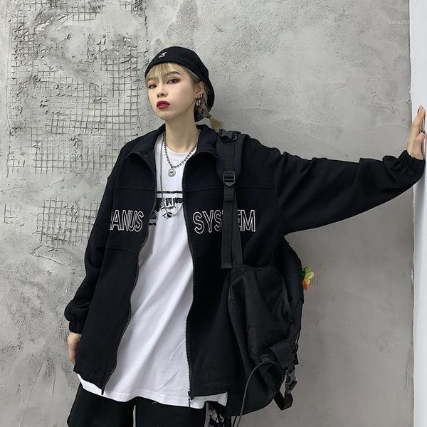 

b1015-p80 bf wind easy embroidered split joint leisure time jacket loose coat jacket men and women a1, Black;brown