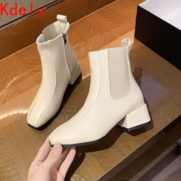 

women boots plush ankle square heels winter warm black short female shoes botas mujer 2021 square toe botas altas mujer1
