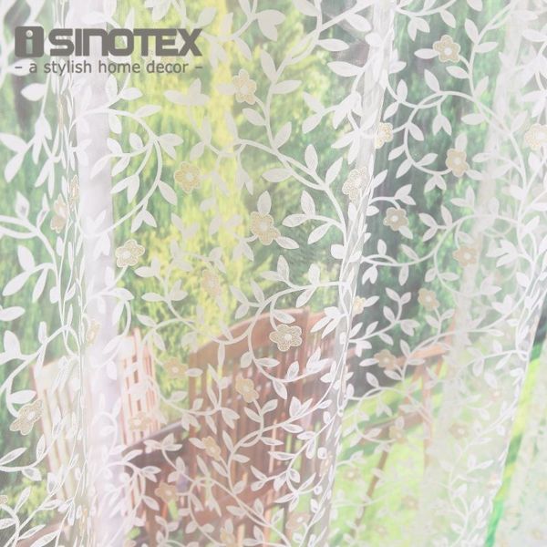 

isinotex window curtain yellow flowers leaves transparent sheer for home living room screening voile fabric 1pcs/lot1