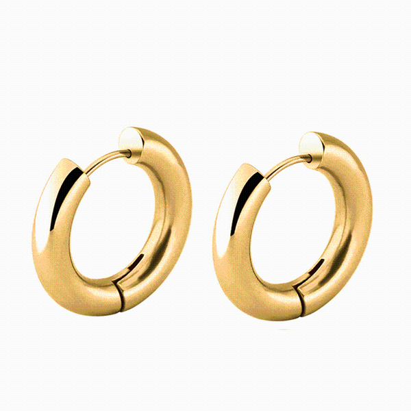 

stainless steel earrings men's metal hoop earrings perforated charm round for women & mantitanium hoop punk bricos, Golden;silver