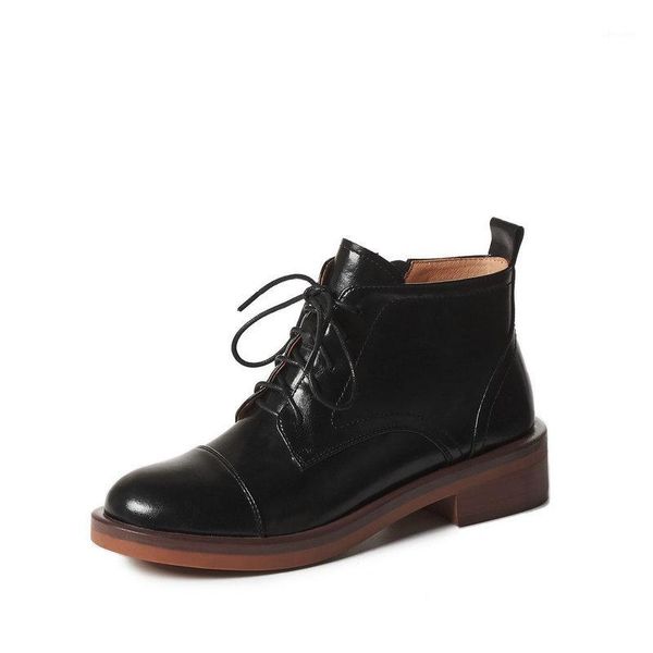 

boots women genuine leather ankle boots med heels autumn winter short motorcycle party dancing shoes woman1, Black