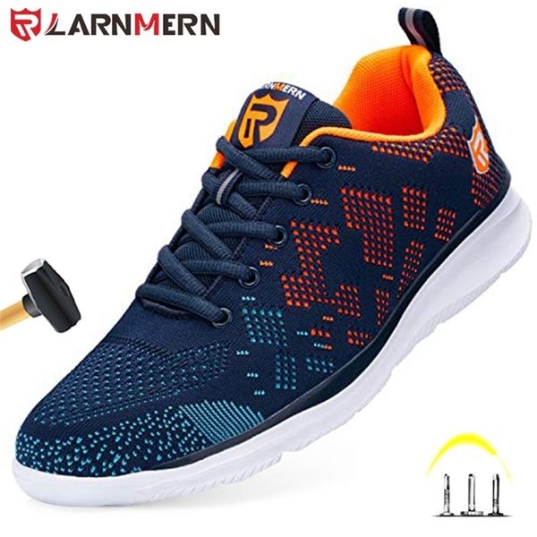 

larnmern mens safety shoes steel toe work boots for men anti-smashing puncture proof construction reflcetive fashion sneaker y200915, Black;brown