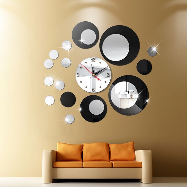 

creativity round 3d diy wall clock modern design large acrylic clocks home sticker decor aesthetic room decor clock on the wall decor