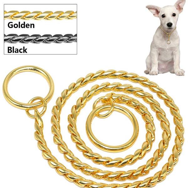 

snake chain dog show collar heavy metal chain dog training choke collar strong chrome or gold m jllidf
