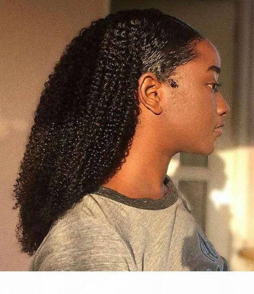 

new arrival 4color afro puffs ponytails drawstring kinky deep curly hair ponytail extension 160g long 60cm,24inch human ponytail hair pieces, Black