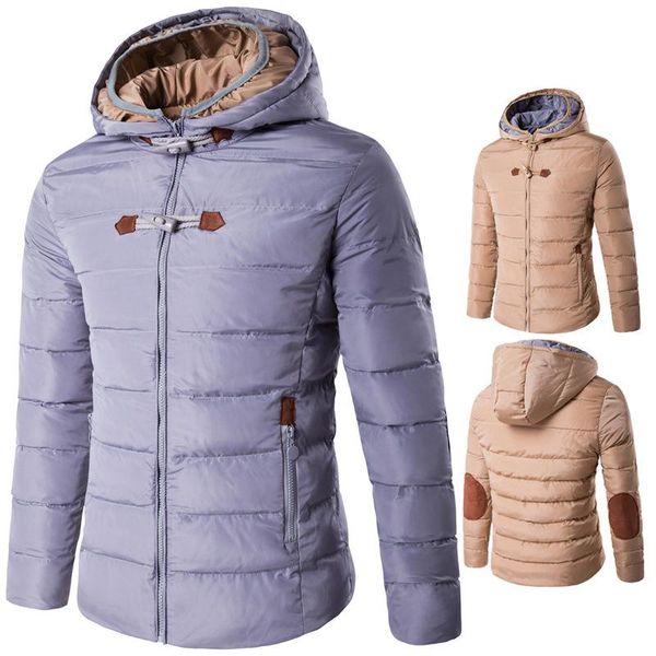 

men's down & parkas winter men jacket brand hooded solid color wild casual warm white male, Black