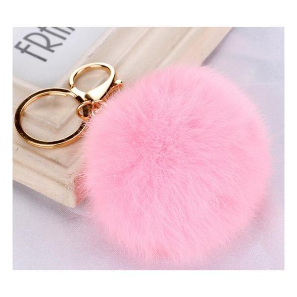 

real rabbit fur ball keychain soft fur ball lovely gold metal key chains ball pom poms plush keychain car keyring bag earrings 8zuze, Silver
