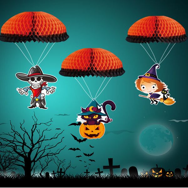 

halloween horror decoration parachute honeycomb ball suit witch skull head shop shopping mall bar ktv pendant