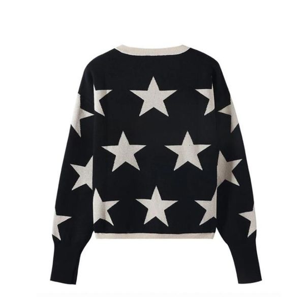 

autumn nightgown black neck white star pullover knit knitting sweaters casual long sleeve female p2036 cy6r, White;black