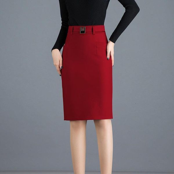 

2020 autumn & winter new arrival korean style high waist stretch skirt mid-length step skirt plus size ing, Black