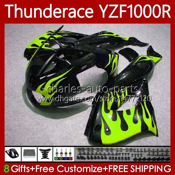 OEM-Karosserie für Yamaha YZF1000R Thunderace YZF 1000R 1000 R 96–2007 Karosserie, grüne Flammen 87Nr