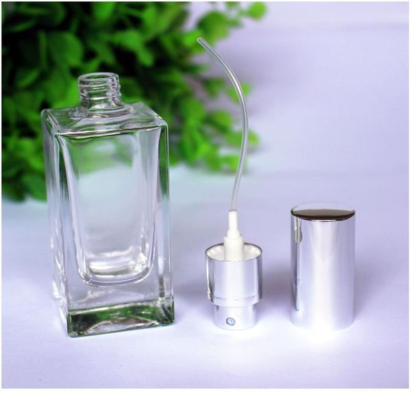 

10pcs/lot 30ml square glass perfume bottle clear glass spray bottle fragrance packaging bottle re jllscl