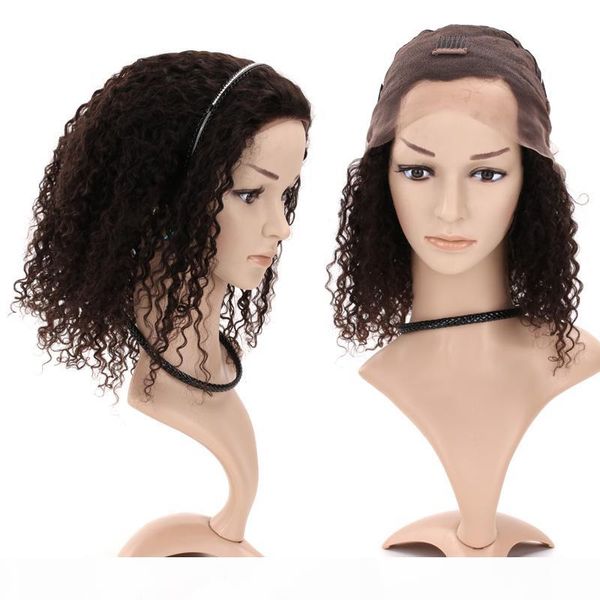 

afro african american kinky curly full lace wigs brazilian human virgin hair lace front wigs for black women 130% density, Black;brown