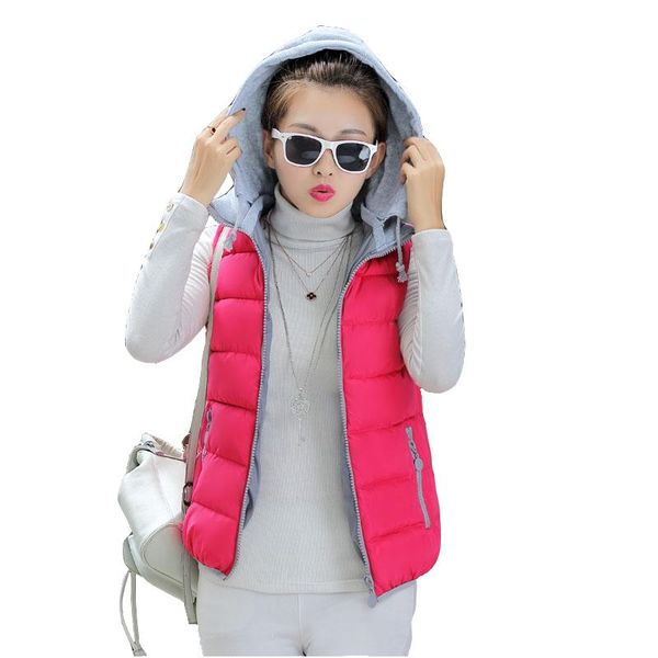

women's down cotton vest short wear wild 2020 new spring and autumn winter women's fashion vest hooded vests, Black;white