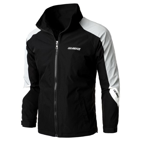 

2021 new men jacket thin slim long sleeve jackets windbreaker male outwear brand clothing casual streetwear plus size 5xl 6db9, Black