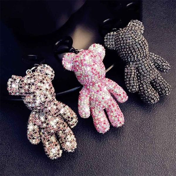 

cute bomgom crystals luxury gloomy bear keychain car key holder bag charm holder key chain ring pendant, Silver