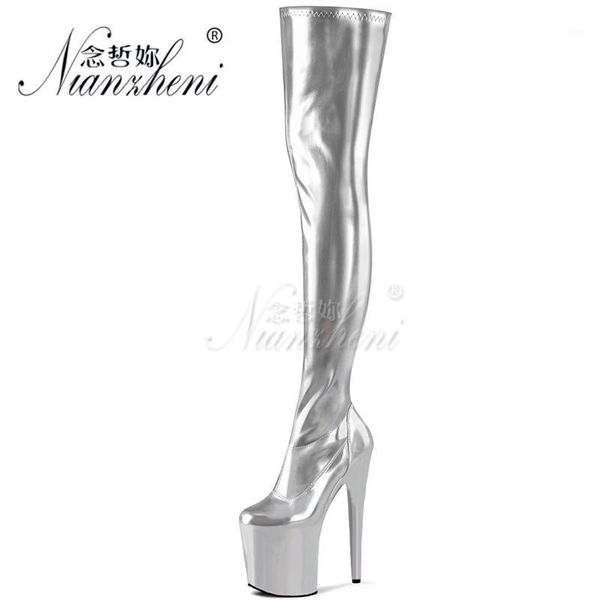 

boots 20cm super high heeled shoes trend all match over the knee 8 inches nightclub pole dancing big size women's size1, Black