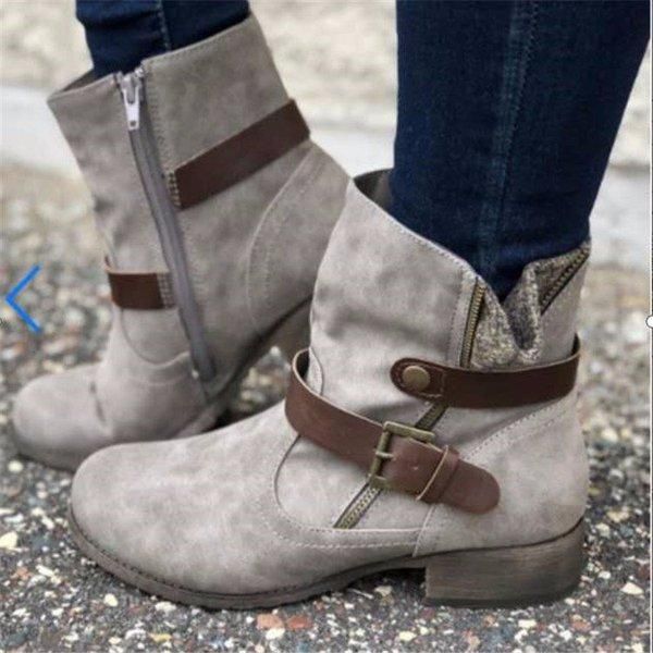 

women ankle boots low heels shoes woman vintage pu leather warm plus size matin shoe chaussures femme zapatos mujer sapato d2211, Black
