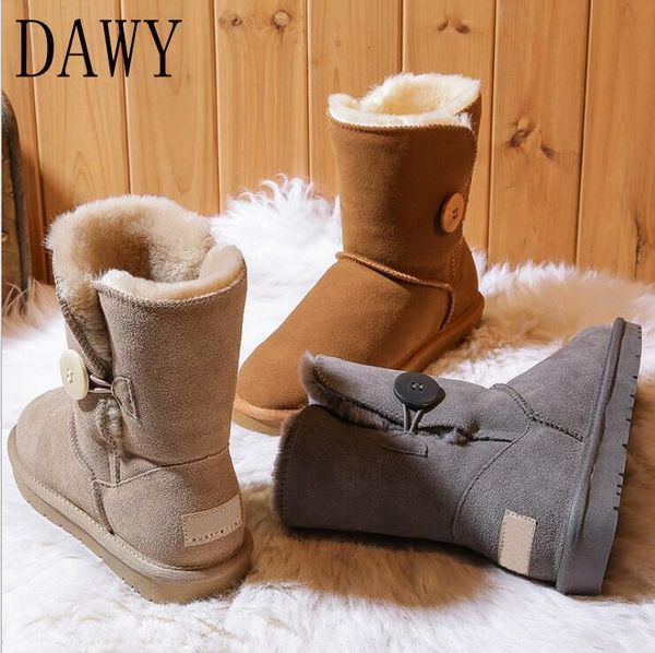 

2020 winter snow boots women's mid-tube fashion cotton shoes warm and thick women's leather plus velvet non-slip boots, Black