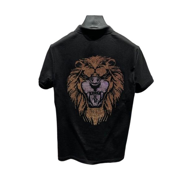 

2022 summer wear new brand men's polo shirts male asian size drill short sleeve slim shirt, White;black