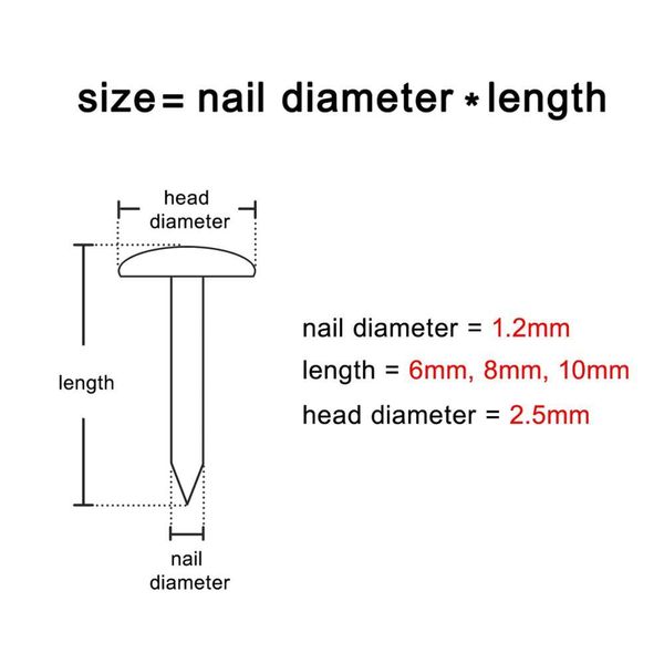 

200pcs golden silver латунный бронзовый dia1.2mm l6mm 8мм 10мм железный малый мини круглая голова nail tack для ювелирных изделий box петля