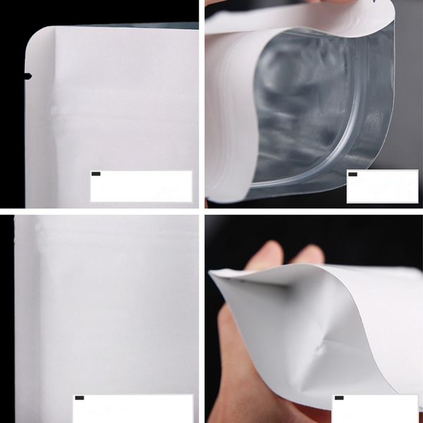 

50pcs 1321cm white brown zip lock stand up kraft paper aluminum foil package bag resealable powder nuts storage mylar pouch h jllqiu