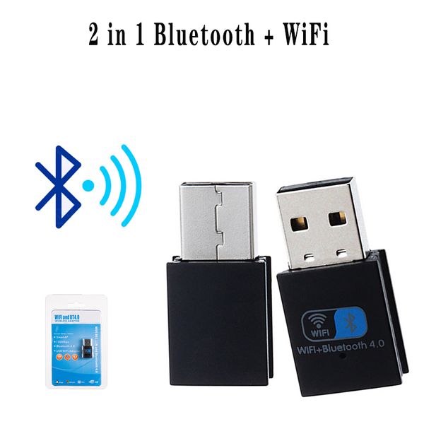 Scheda di rete wireless Bluetooth + WIFI due in uno Ricevitore Wifi 150M + Trasmettitore adattatore Bluetooth 4.0 Spedizione gratuita