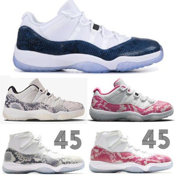 

new 11 low navy blue pink light bone snakeskin shoes men women 11s prem hc high 45 snakeskin sports sneakers with box