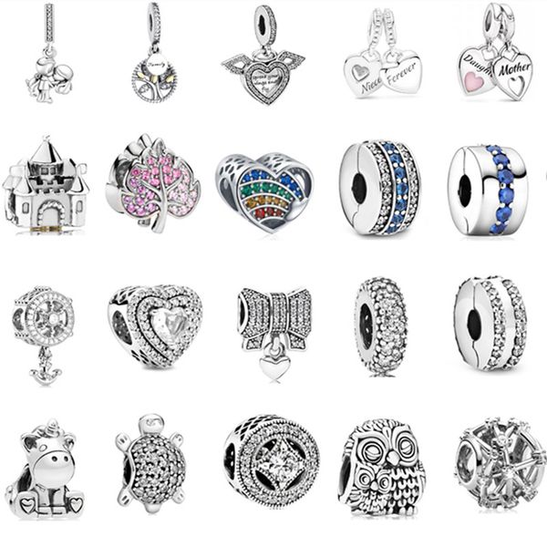 

925 sterling silver charm animal heart round for pandora women bracelet necklace accessories, Black