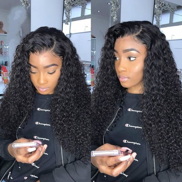 

mongolian kinky curly wig 13x4 lace frontal human hair wig 180% 13x6 hd transparent lace wig with baby hair closure wigs, Black;brown