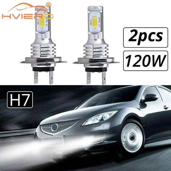 

2x car led csp mini h7 h4 h11 h8 h1 h3 9005 3 9006 4 120w chip light lamps auto cars headlight bulbs fog lights 8000k dc 12v