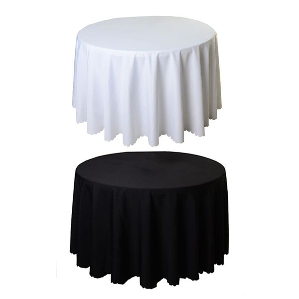 10 pcs poliéster rodada toalha de mesa branca para casamento hotel mesa de pano de mesa tampa de tampa de cobertura de tapetes nappe tablecloth preto t200707