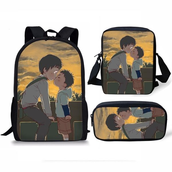 

noisydesigns anime children school bags set 3pcs kids 17-inch backpack boys girls soft handle large capacity shoulder mochila 201119