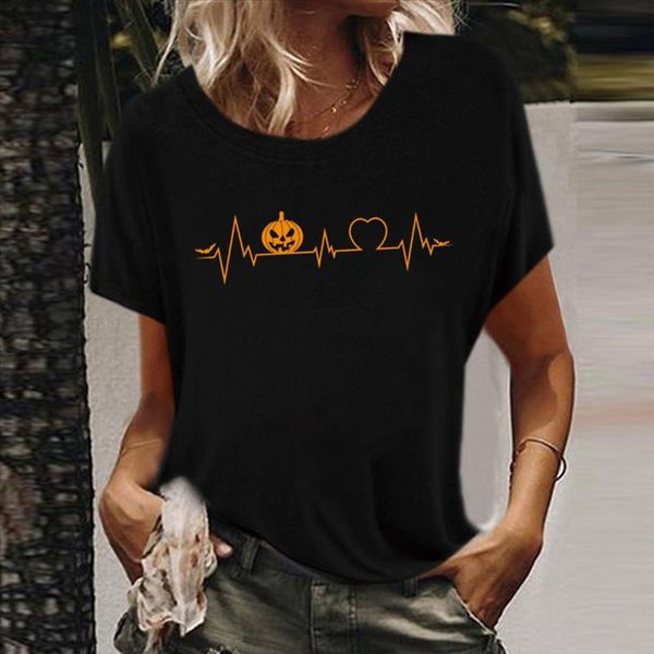 

pumpkin heart bats print halloween t shirts women summer 2021 graphic tee fashion short sleeve aesthetic clothes mujer camisetas, White