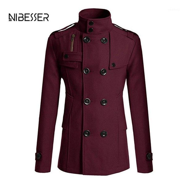 

men's trench coats male solid color fashion windbreaker men slim fit long woolen coatautumn and winter warm trench1, Tan;black