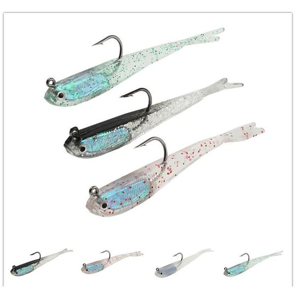 

new holographic flash split tail shad baitfish forked-tail bait 7.5cm 6.5g 10pc/lot soft rubber lead jig lures
