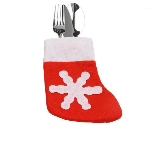 

12pcs christmas stocking mini snowflakecover socks bag tableware silverware knives forks holders pockets xmas party home decor1
