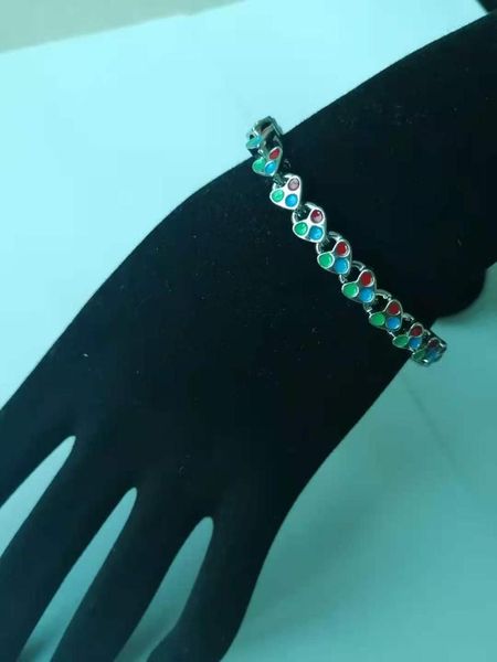

link, chain lock and heart with enamel bracelet fashion jewelry, Black