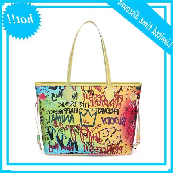 

maidudutot women's 2019 new large capacity hand painted graffiti bag fashion handbag