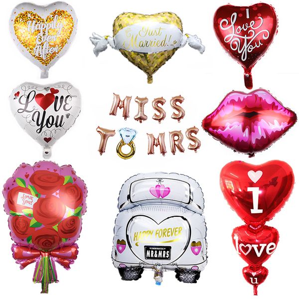 

wedding balloons heart lips foil helium love anniversary balloon for birthday party decor valentine's day event supplies